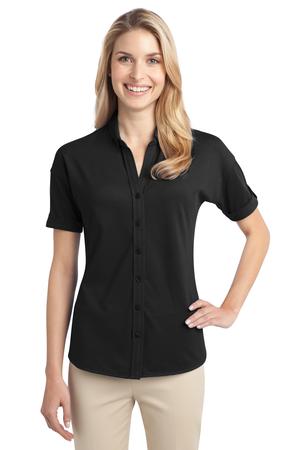 Port Authority Ladies Stretch Pique Button-Front Shirt Style L556 1