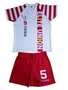 red and white volleyball sublimation uniform-front