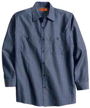 Red Kap Long Size  Long Sleeve Striped Industrial Work Shirt Style CS10LONG