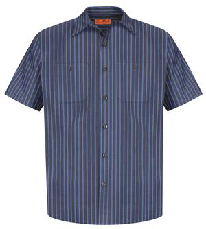 Red Kap Long Size  Short Sleeve Striped Industrial Work Shirt Style CS20LONG 2