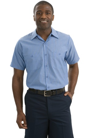 Red Kap – Short Sleeve Striped Industrial Work Shirt Style CS20 1