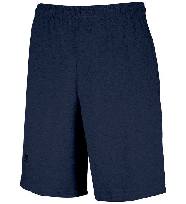 Russel Athletic Cotton Polyester Side Seam Pockets Comfort Shorts Black Navy