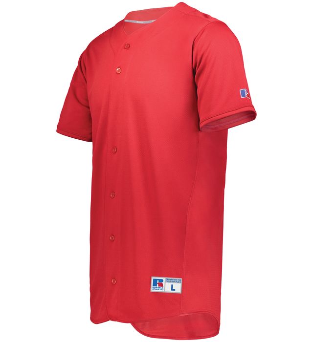Russel Wicking Polyester Athletic Full Button Homerun Jersey 235JMM True Red