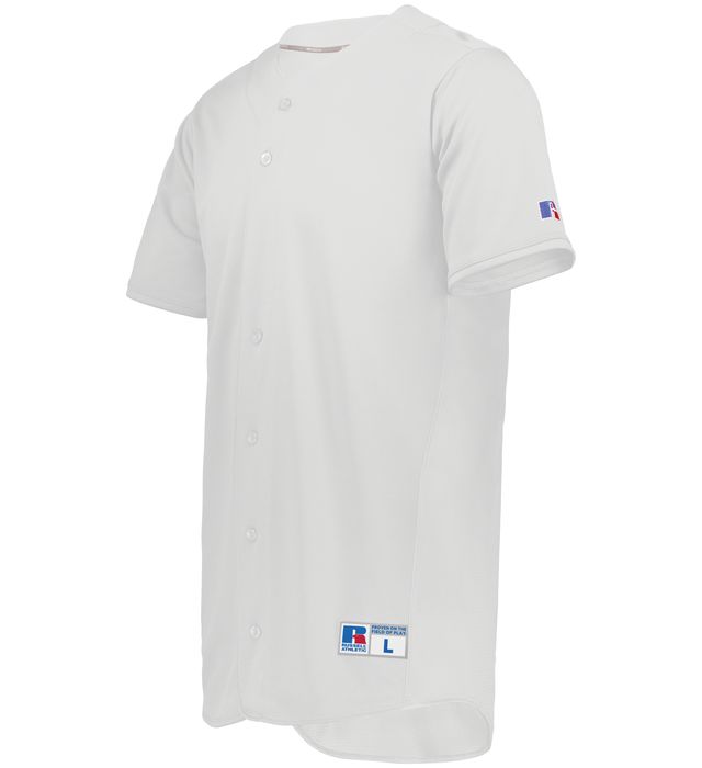Russel Wicking Polyester Athletic Full Button Homerun Jersey 235JMM White