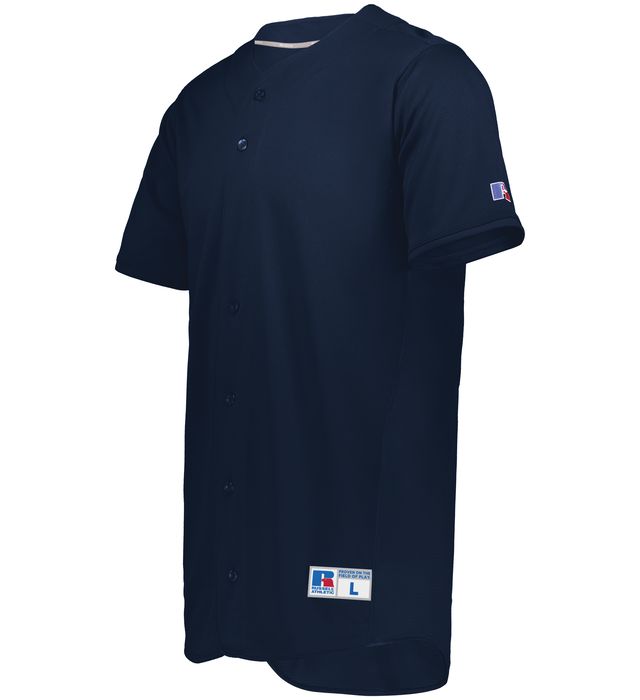 Russel Youth Wicking Polyester Athletic Full Button Homerun Jersey 235JMB Navy