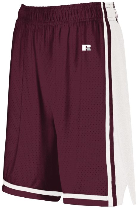 Russell 7-Inch Inseam Ladies Legacy Basketball Shorts Polyester 4B2VTX Maroon/White