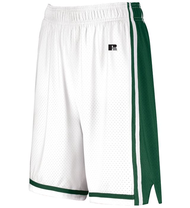 Russell 7-Inch Inseam Ladies Legacy Basketball Shorts Polyester 4B2VTX White/Dark Green