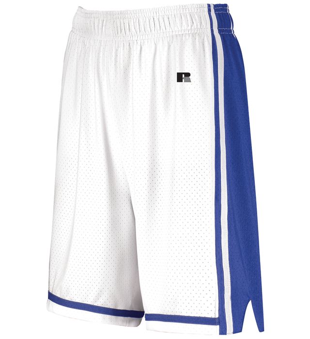 Russell 7-Inch Inseam Ladies Legacy Basketball Shorts Polyester 4B2VTX White/Royal