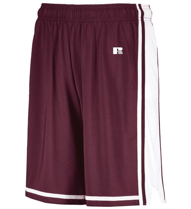 Russell 8-Inch Inseam Legacy Basketball Shorts Polyester 4B2VTM Maroon/White