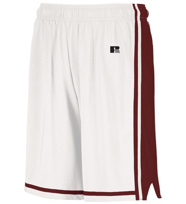Russell 8-Inch Inseam Legacy Basketball Shorts Polyester 4B2VTM White/Cardinal