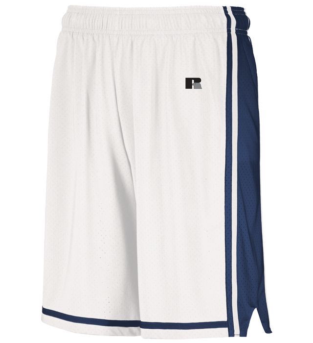 Russell 8-Inch Inseam Legacy Basketball Shorts Polyester 4B2VTM White/Navy