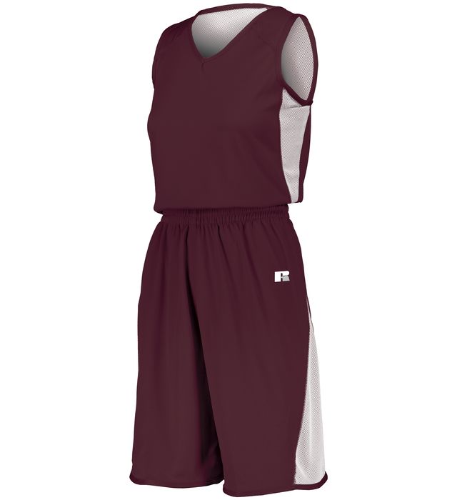 russell-ladies-undivided-single-ply-reversible-v-neck-collar-jersey-maroon-white