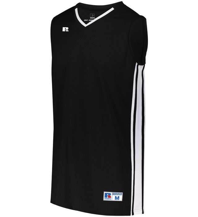 Russell Legacy Basketball Jersey V-Neck Collar Polyester 4B1VTM Black/White