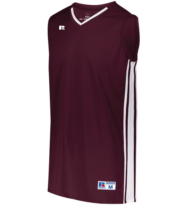 Russell Legacy Basketball Jersey V-Neck Collar Polyester 4B1VTM Maroon/White