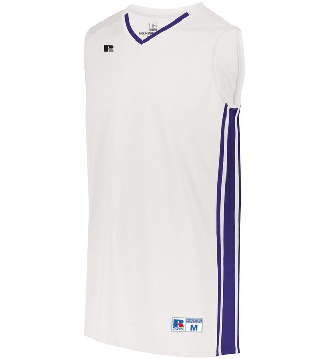 Russell Legacy Basketball Jersey V-Neck Collar Polyester 4B1VTM White/Purple