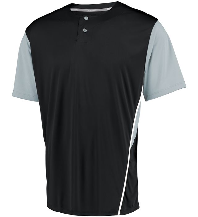 russell-performance-two-button-color-block-jersey-black-baseball grey