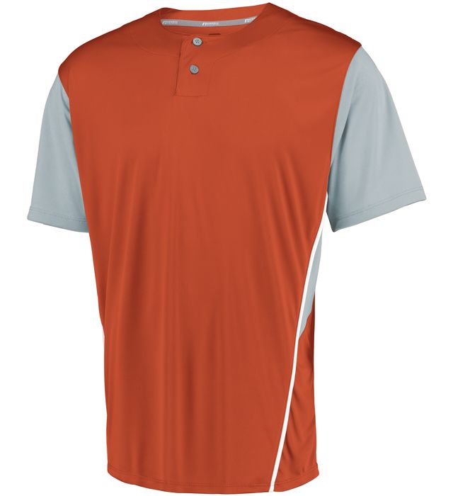 russell-performance-two-button-color-block-jersey-burnt orange-baseball grey