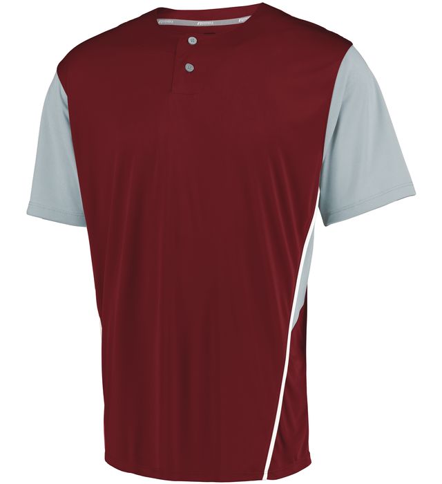 russell-performance-two-button-color-block-jersey-cardinal-baseball grey