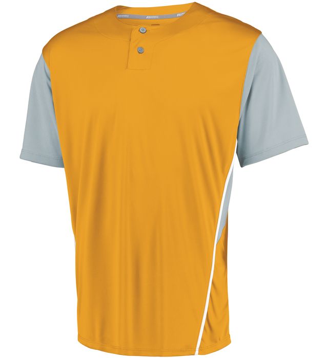 russell-performance-two-button-color-block-jersey-gold-baseball grey