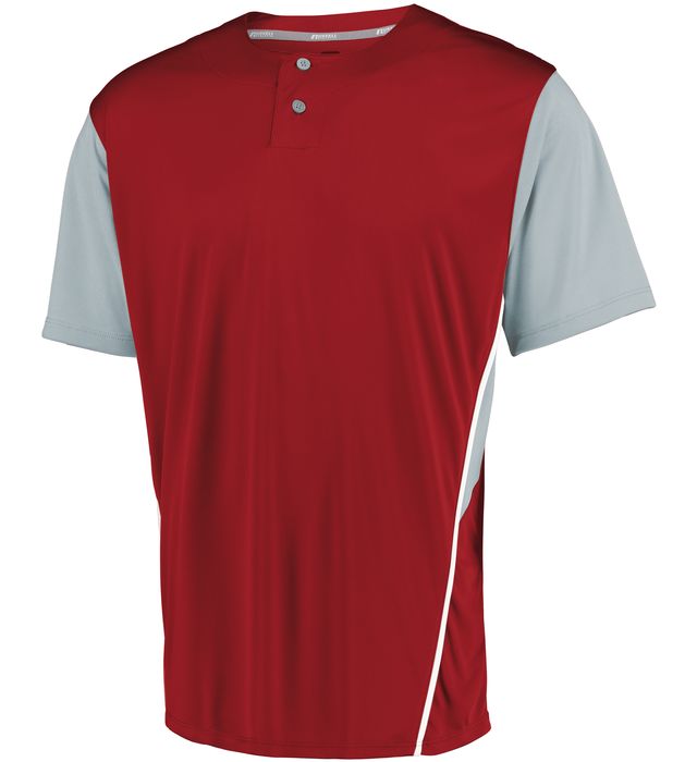 russell-performance-two-button-color-block-jersey-true red-baseball grey