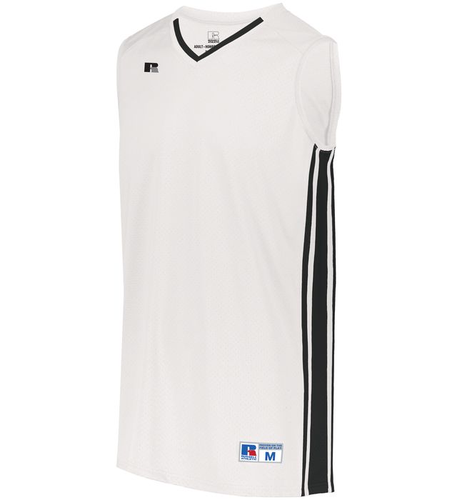 Russell Youth Legacy Basketball Jersey V-Neck Collar Polyester 4B1VTB White/Black