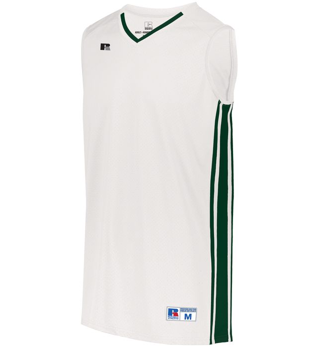 Russell Youth Legacy Basketball Jersey V-Neck Collar Polyester 4B1VTB White/Dark Green