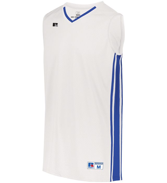 Russell Youth Legacy Basketball Jersey V-Neck Collar Polyester 4B1VTB White/Royal
