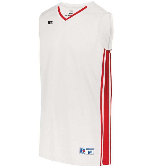 Russell Youth Legacy Basketball Jersey V-Neck Collar Polyester 4B1VTB White/True Red