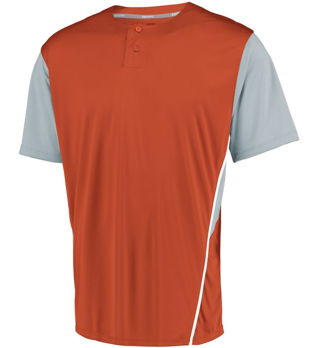 russell-youth-two-button-placket-jersey-burnt orange-baseball grey