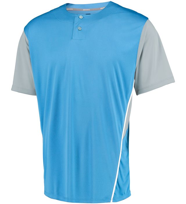 russell-youth-two-button-placket-jersey-columbia blue-baseball grey