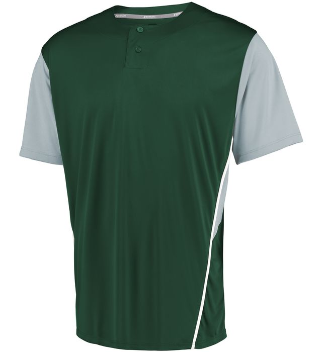 russell-youth-two-button-placket-jersey-dark green-baseball grey