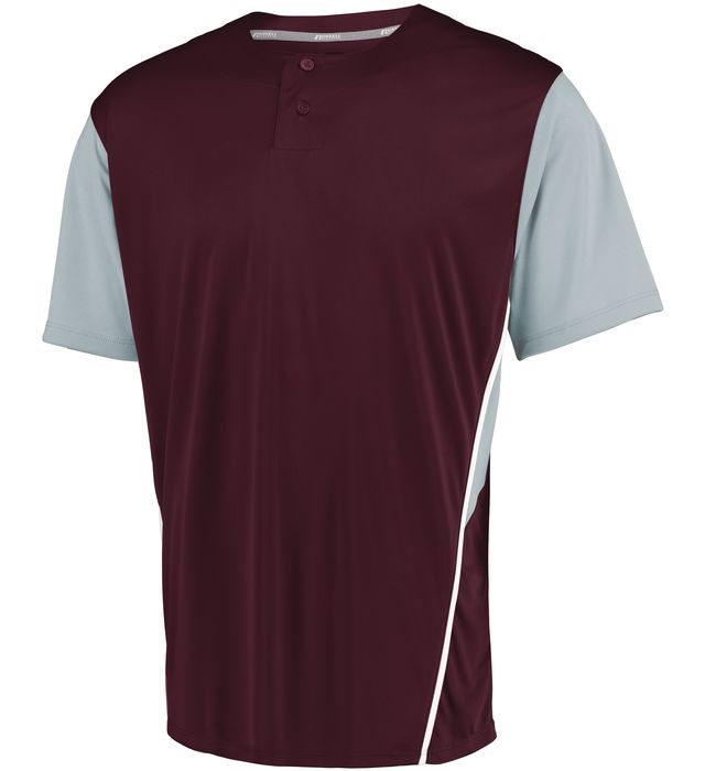 russell-youth-two-button-placket-jersey-maroon-baseball grey