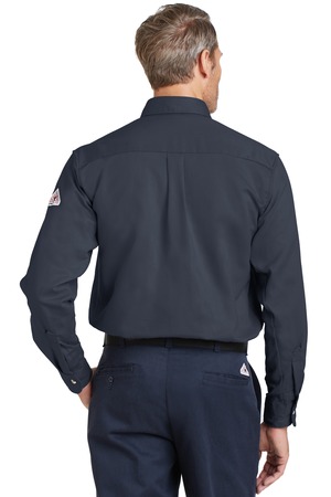 sanmar-bulwark-excel-fr-comfor-touch-dress-uniform-shirt-navy-back-view