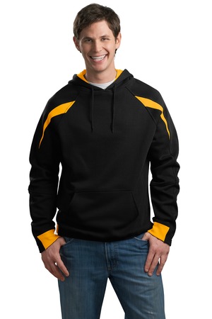 Sport-Tek F266 Color-Spliced Pullover Hooded Sweatshirt Athletic Gold/Black