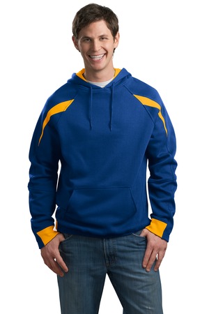 Sport-Tek F266 Color-Spliced Pullover Hooded Sweatshirt Athletic Gold/True Royal