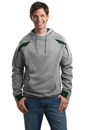 Sport-Tek F266 Color-Spliced Pullover Hooded Sweatshirt Athletic Heather/Forest Green