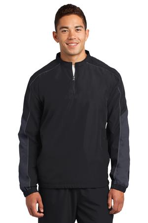 Sport-Tek JST64 Piped Colorblock 1/4-Zip Wind Shirt Black/Graphite Grey/Graphite Grey