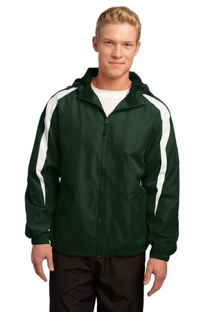 Sport-Tek JST81 Fleece-Lined Colorblock Jacket Forest Green/White