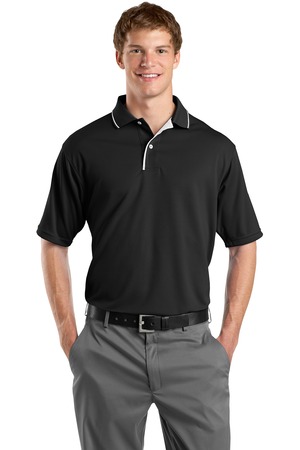 Sport-Tek K467 Dri-Mesh Polo with Tipped Collar and Piping Black/White