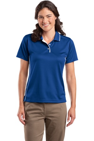 Sport-Tek L467 Ladies Dri-Mesh Polo with Tipped Collar and Piping Royal/White