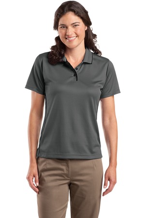 Sport-Tek L467 Ladies Dri-Mesh Polo with Tipped Collar and Piping Steel/Black