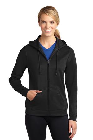 Sport-Tek LST238 Ladies Sport-Wick Fleece Full-Zip Hooded Jacket Black