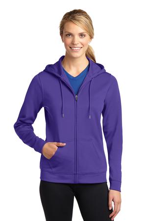 Sport-Tek LST238 Ladies Sport-Wick Fleece Full-Zip Hooded Jacket Purple
