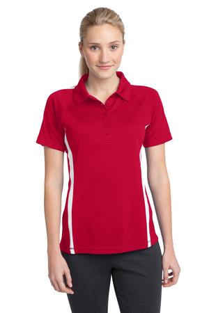 Sport-Tek LST685 Ladies PosiCharge Micro-Mesh Colorblock Polo True Red/White