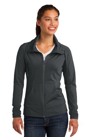 Sport-Tek LST852 Ladies Sport-Wick Stretch Full-Zip Jacket Charcoal Grey