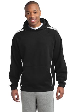 Sport-Tek ST265 Sleeve Stripe Pullover Hooded Sweatshirt Black/White