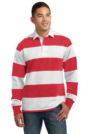 Sport-Tek ST300 Long Sleeve Rugby Polo True Red/White