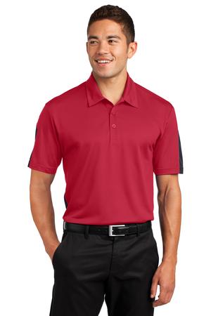 Sport Tek ST695 Active Textured Colorblock Polo True Red/Grey