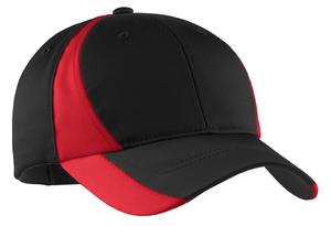 Sport-Tek STC11 Dry Zone Nylon Colorblock Cap.Black/Red