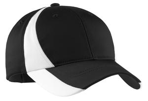 Sport-Tek STC11 Dry Zone Nylon Colorblock Cap.Black/White